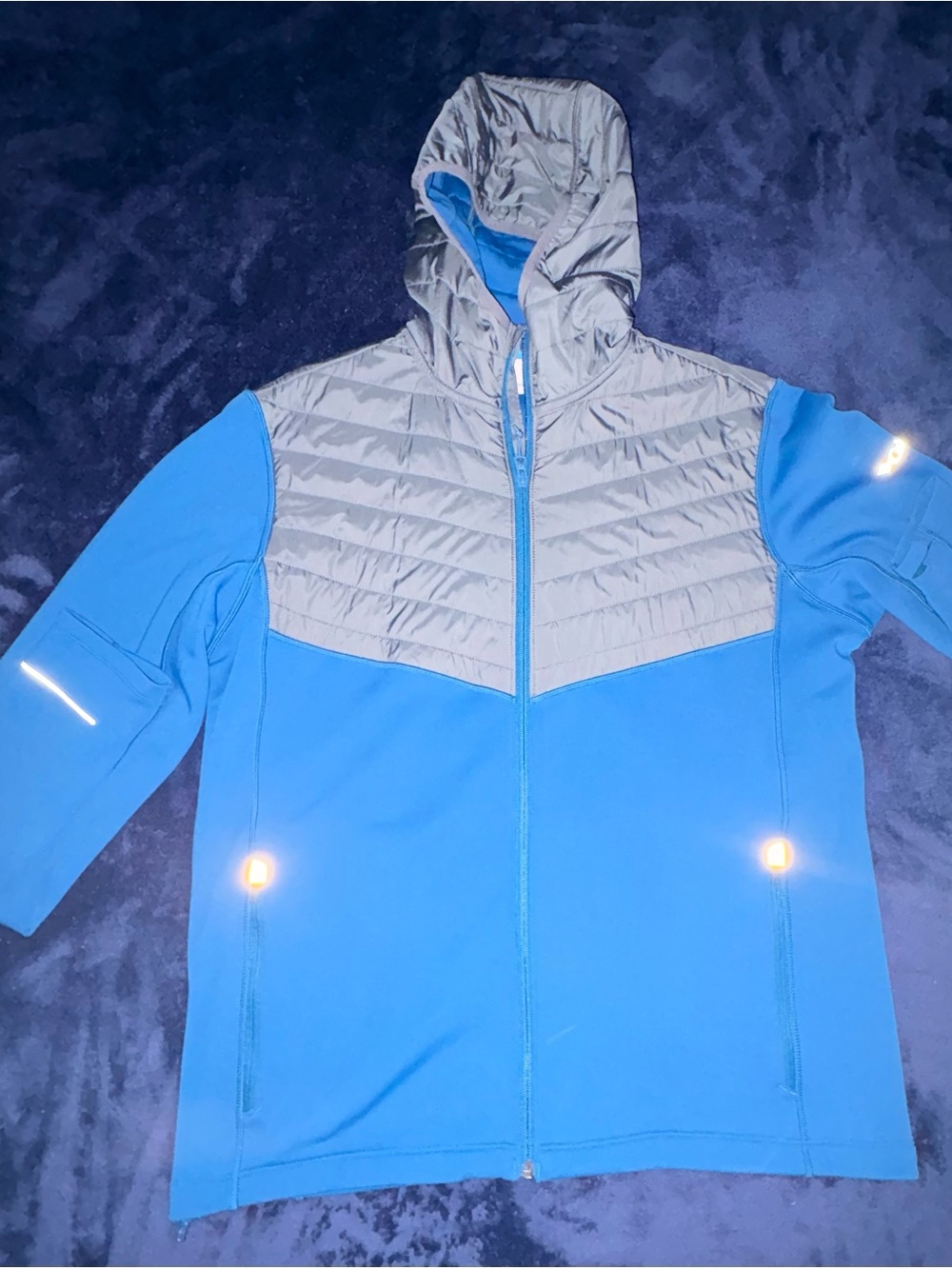 Columbia Men’s Hooded Performance Jacket - Blue & Light Gray